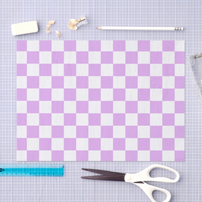 Papel De Seda Classic light lavender checkerboard  (Arte )