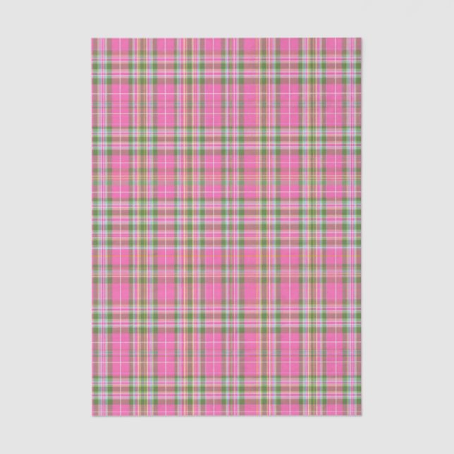 Papel De Seda Classic Pink & Green Tartan Plaid (Frente )