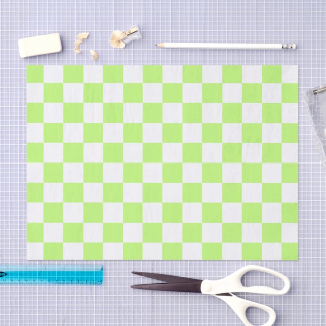 Papel De Seda Classic visual lime checkerboard  (Arte )