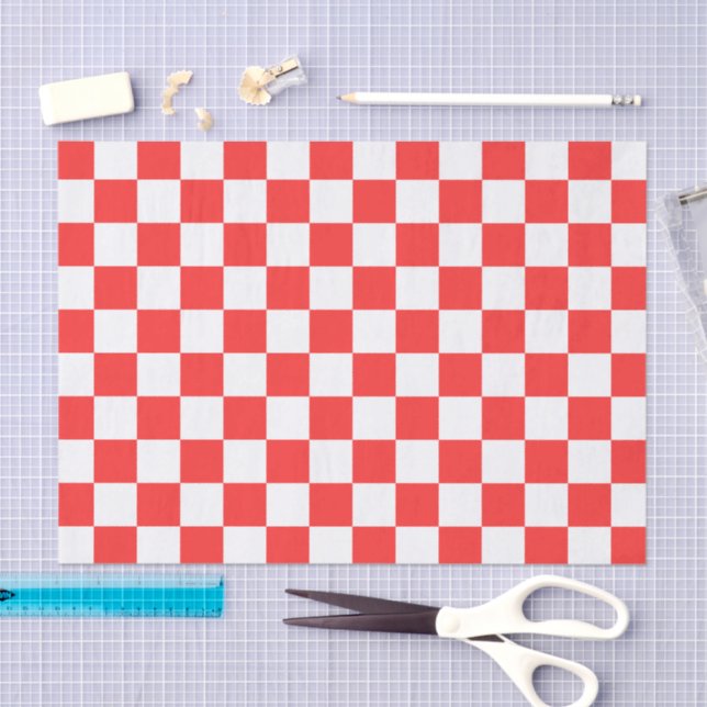 Papel De Seda Classic visual red checkerboard  (Arte )