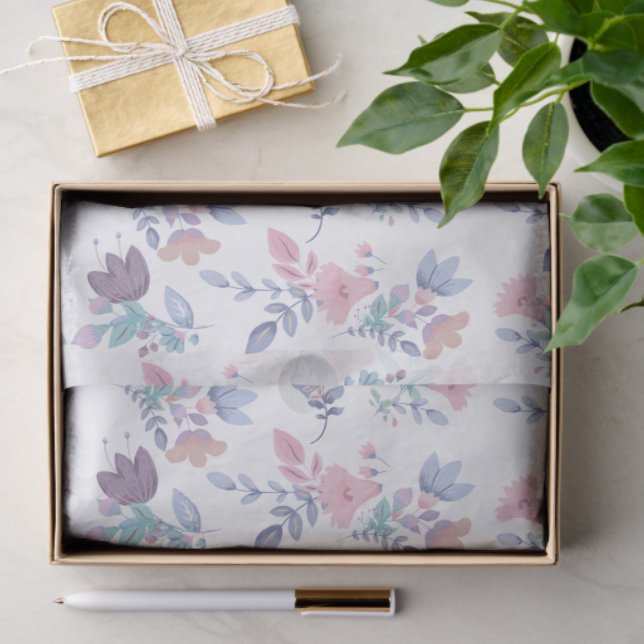 Papel De Seda Clássica Moderna - Cor da Água Azul - Hydrangeas F (Presente)