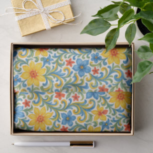 Papel De Seda Clássica Siciliana Colorful Deixa Padrão de Arte F