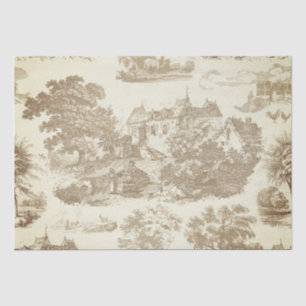 Papel De Seda Clássico Beige White Vintage Francês Chateau Toile
