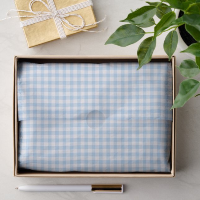 Papel De Seda Clássico Gingham Baby Blue (Presente)