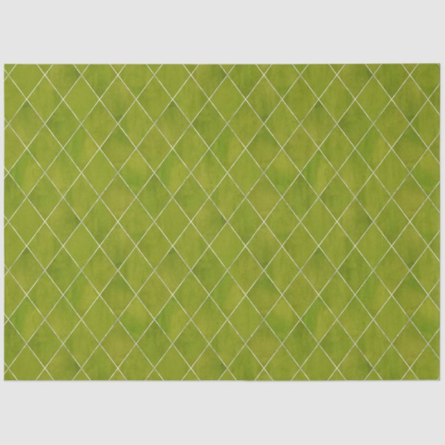 Papel De Seda Clássico Verde Velvet Argyle Padrão Luxo (Frente )