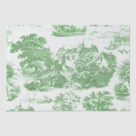 Papel De Seda Clássico Verde Vintage Francês Chateau Toile