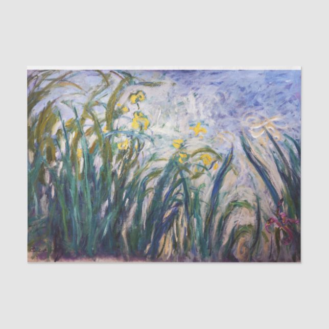 Papel De Seda Claude Monet - Íris Amarelas e Roxas (Frente )