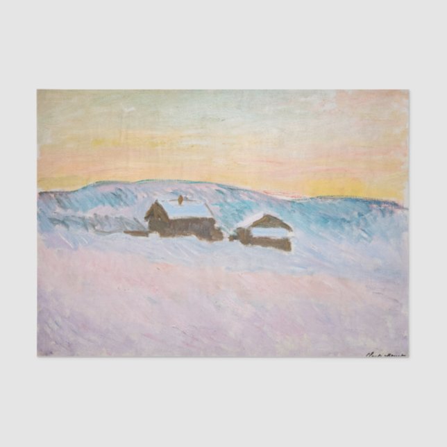 Papel De Seda Claude Monet - Paisagem Noruega, Casas Azuis (Frente )