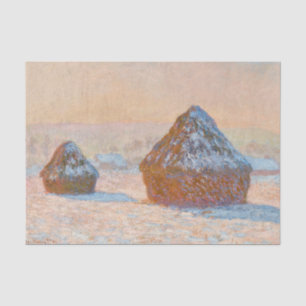 Papel De Seda Claude Monet - Wheatstacks, Efeito da Neve, Manhã