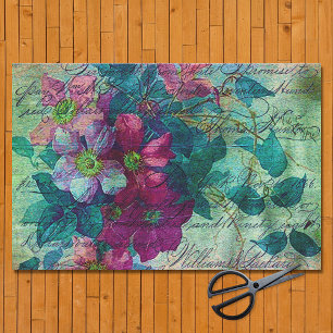 Papel De Seda Clematis Vine Manuscrito Plum Ephemera Decoupage