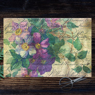 Papel De Seda Clematis Vine Manuscrito Vivid Decoupage Ephemera