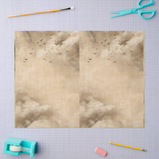 Papel De Seda Clouds Birds Feathers Pastel Sky Collage