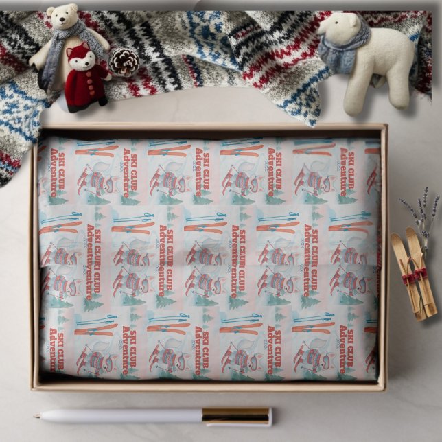 Papel De Seda Clube de Esqui Après Bebê Raposa Ártica (Ski Club Après Bébé Arctic Fox Tissue Paper)