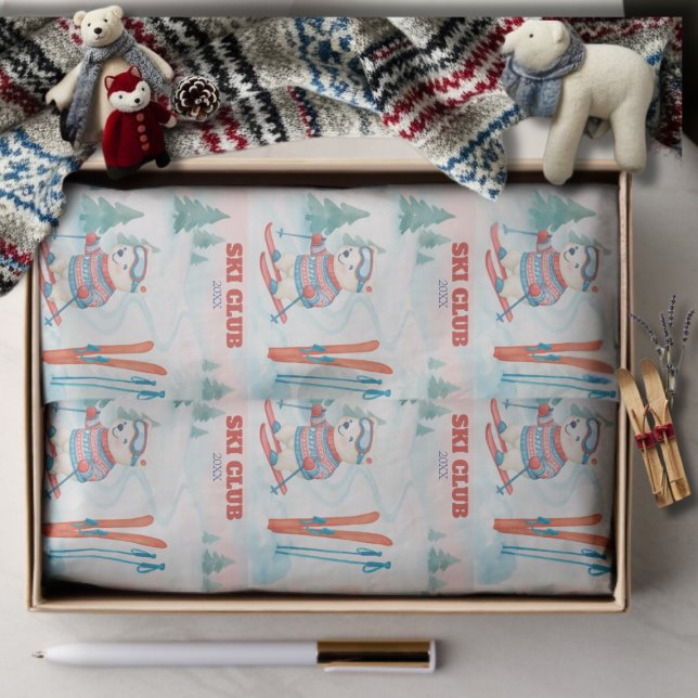 Papel De Seda Clube de Esqui Après Bebê Urso Polar  (Ski Club Après Bébé Polar Bear Tissue Paper)