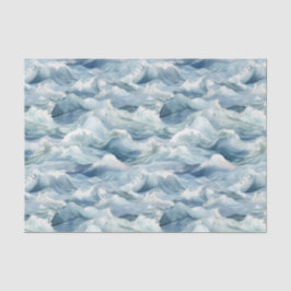 Papel De Seda Coastal Ocean Waves Watercolor Nautical