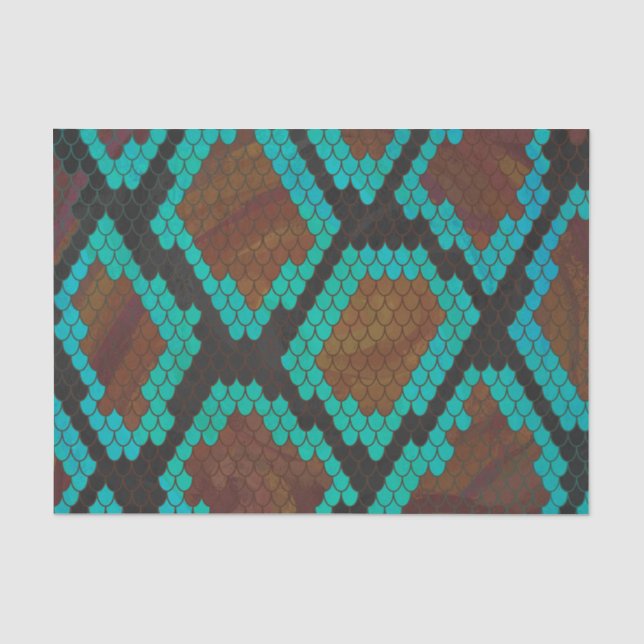 Papel De Seda Cobra Brown e Teal Impressão (Frente )