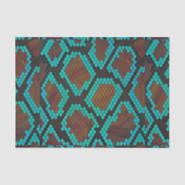 Papel De Seda Cobra Brown e Teal Impressão (Frente )