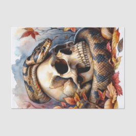 Papel De Seda Cobra com Folhas de outono Crânio