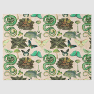 Papel De Seda Cobras Verdes Peixes e Decoupage da Borboleta