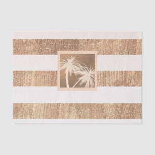 Papel De Seda Cobre & Creme Palmeiras Tropicais Brilho Moderno
