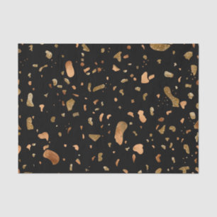 Papel De Seda Cobre Dourado na pedra Black Terrazzo