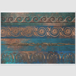 Papel De Seda Cobre Patina e Turquoise Grecian Metálico