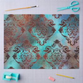 Papel De Seda Cobre Patina Rusted Damask