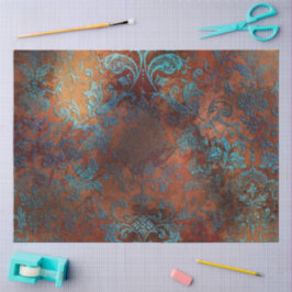 Papel De Seda Cobre Patina Rusted Damask
