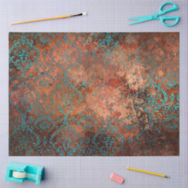 Papel De Seda Cobre Patina Rusted Damask