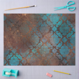 Papel De Seda Cobre Patina Rusted Damask