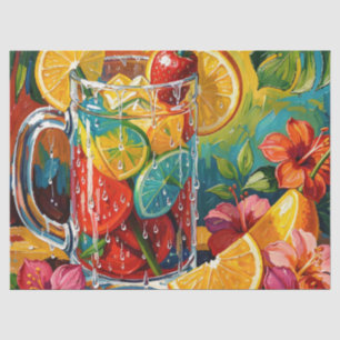 Papel De Seda Cocktail de Verão Tropical Pintura a Óleo Impasto
