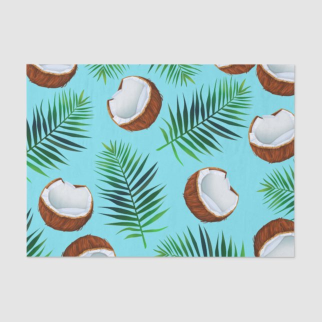 Papel De Seda Cocos & impressão tropicais das folhas de palmeira (Frente )