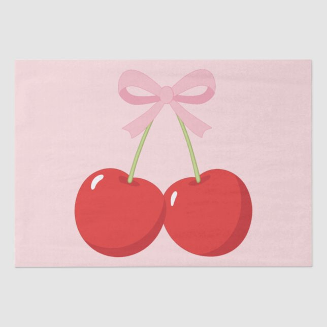 Papel De Seda Cocota de Cerejas com Laço Rosa (Frente )