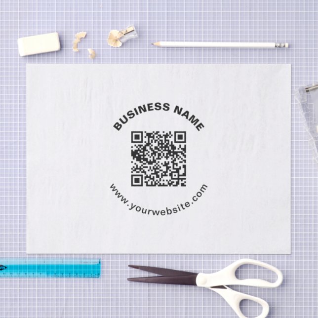 Papel De Seda Código QR com Nome da Empresa Texto Circular em Ne (Arte )