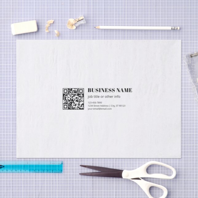 Papel De Seda Código QR personalizado & Texto retrô-moderno edit (Arte )