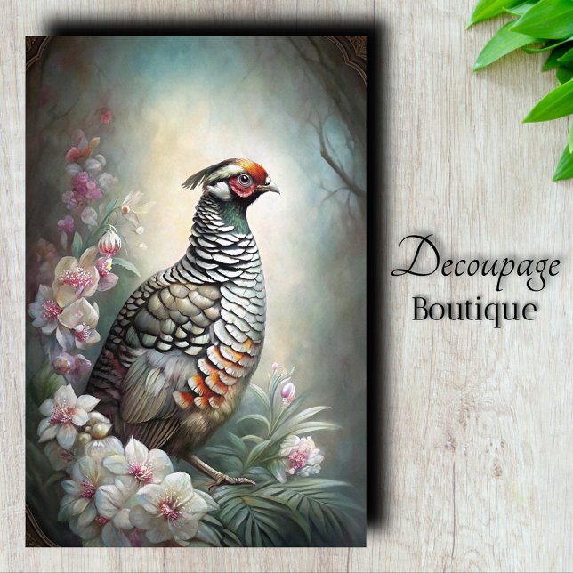 Papel De Seda Codorna Nobre Decoupagem (Noble Quail Decoupage Tissue Paper)