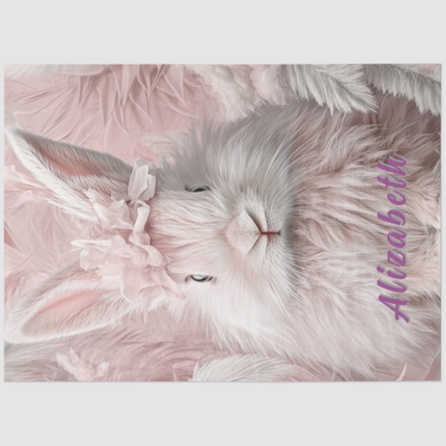 Papel De Seda Coelhinho de Páscoa Rosa de Disco (Frente )