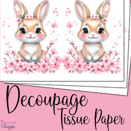 Papel De Seda Coelhinho fofo flores rosa