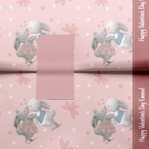 Papel De Seda Coelhinhos bonitos no padrão do Dia de os namorado