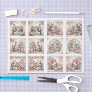 Papel De Seda Coelhinhos de Páscoa em Pastel para Decoupage em O