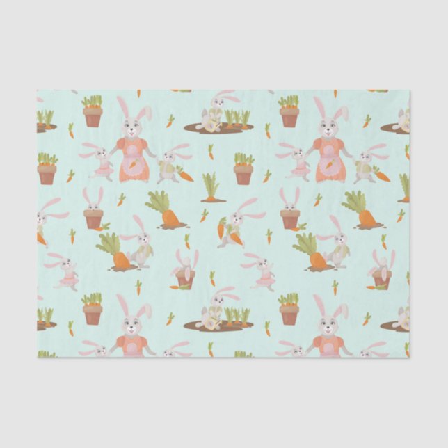 Papel De Seda Coelhinhos e Cenouras (Frente )