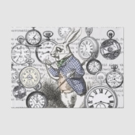 Papel De Seda Coelho Branco Alice Mundo das Maravilhas Relógios 