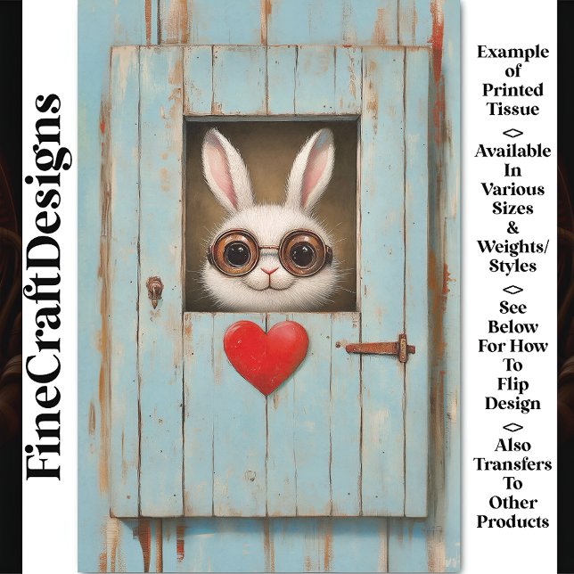 Papel De Seda Coelho Branco Bonito e Coração Vermelho BX7 Decoup (Criador carregado)