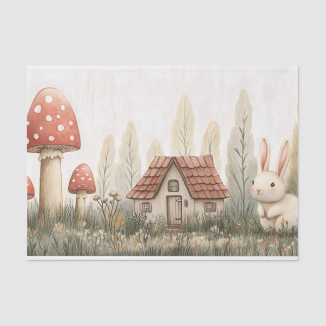 Papel De Seda Coelho Cinto, Algodão, Cogumelos Fale Arte (Frente )
