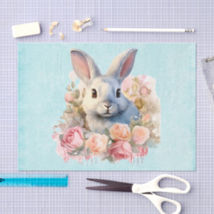 Papel De Seda Coelho com uma Guirlanda de Rosas Fofo