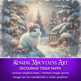 Papel De Seda Coelho da Neve na Decoupage da Floresta de Natal