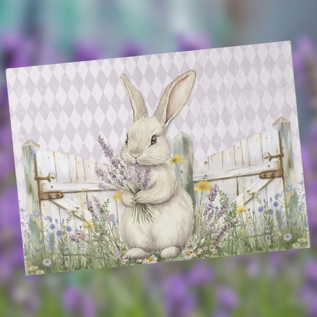 Papel De Seda Coelho da Páscoa com Cerca de Lavanda Harlequim Ro (Criador carregado)