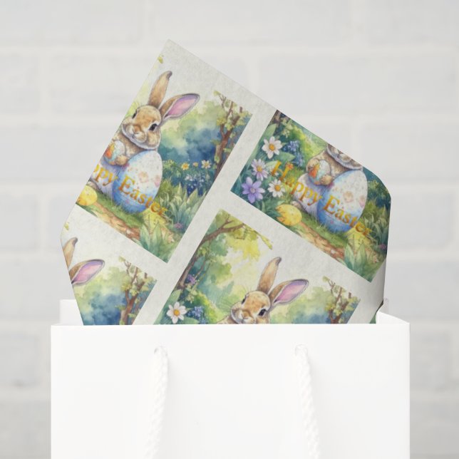 Papel De Seda Coelho da Páscoa segurando ovo da páscoa (Sacola de presentes)
