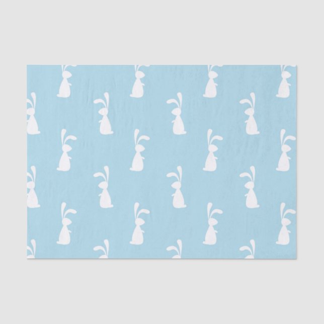 Papel De Seda Coelho de Páscoa Branco Orelhas de Coelho Azul Pas (Frente )