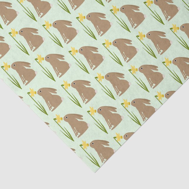 Papel De Seda Coelho de Páscoa e flor de Daffodil Padrão (Detalhes)